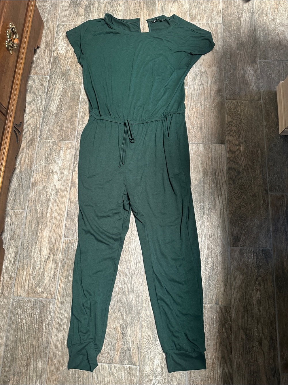 Women's Forest Green Drawstring Waist Jumpsuit